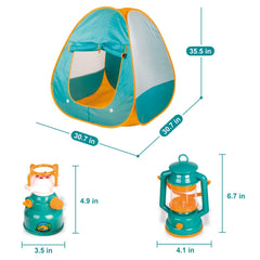 FUN LITTLE TOYS Pop Up Tent with Kids Camping Gear Set, Kids Play Tent Outdoor Toys Camping Tools Set for Kids