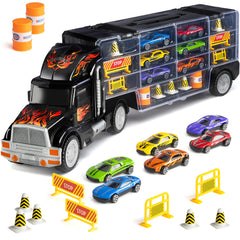 Play22 17 in 1 Kids Toys Ages 3-5, Truck Transport Car Carrier with 6 Cars, 11 Accessories, Birthday Gifts Toys for 3 Year Old Boys, Toddler Boy Toys