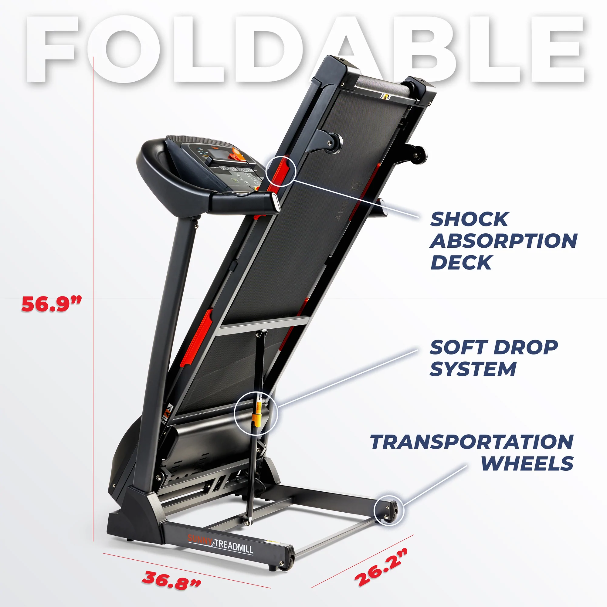Sunny Health & Fitness Premium Folding Auto-Incline Smart Treadmill with Exclusive SunnyFit App Enhanced Bluetooth Connectivity - Iron Life USA
