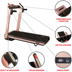 Sunny Health & Fitness SpaceFlex Pink Running Treadmill - Iron Life USA
