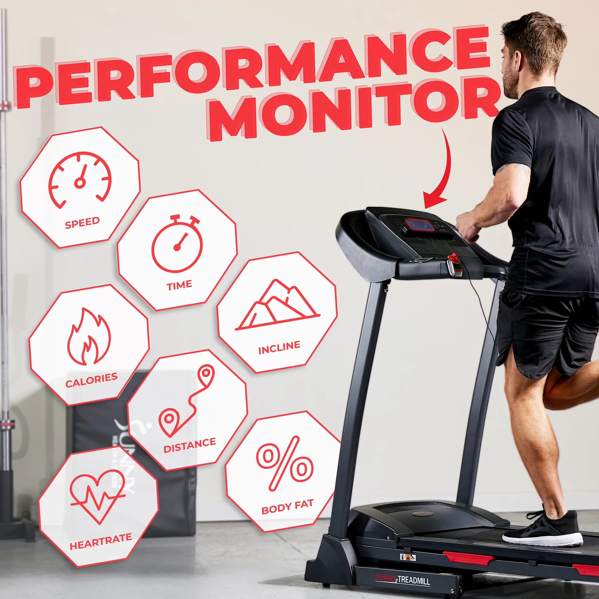 Sunny Health & Fitness Premium Folding Auto-Incline Smart Treadmill with Exclusive SunnyFit App Enhanced Bluetooth Connectivity - Iron Life USA