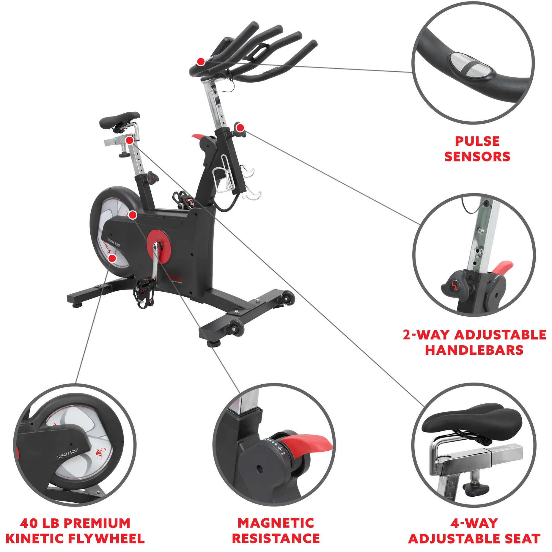 Sunny Health & Fitness Premium Kinetic Flywheel Rear Drive Cycle - Iron Life USA