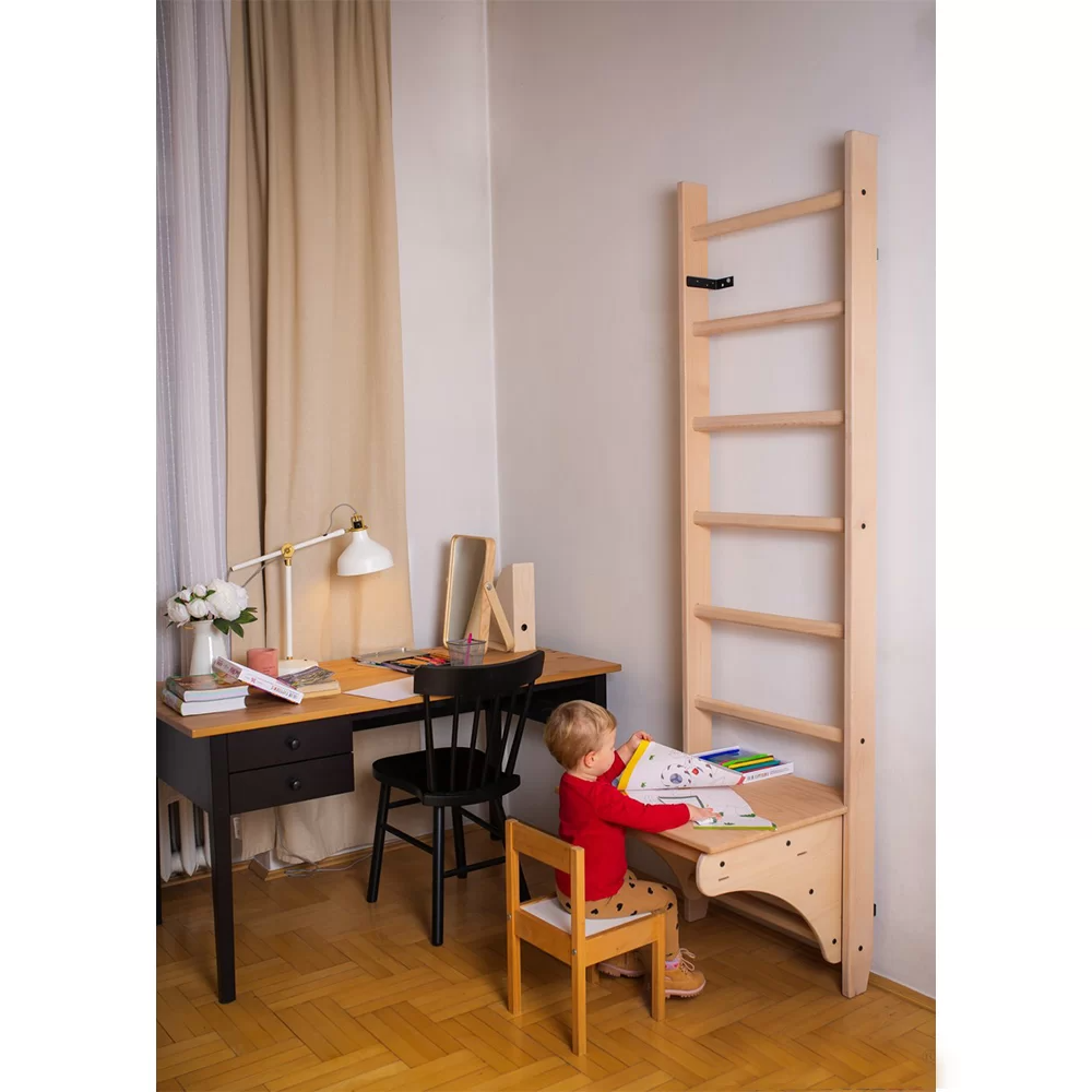 BenchK 112 with Desk - Wooden Stall Bars Childrens Ladder For Home