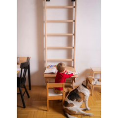 BenchK 112 with Desk - Wooden Stall Bars Childrens Ladder For Home