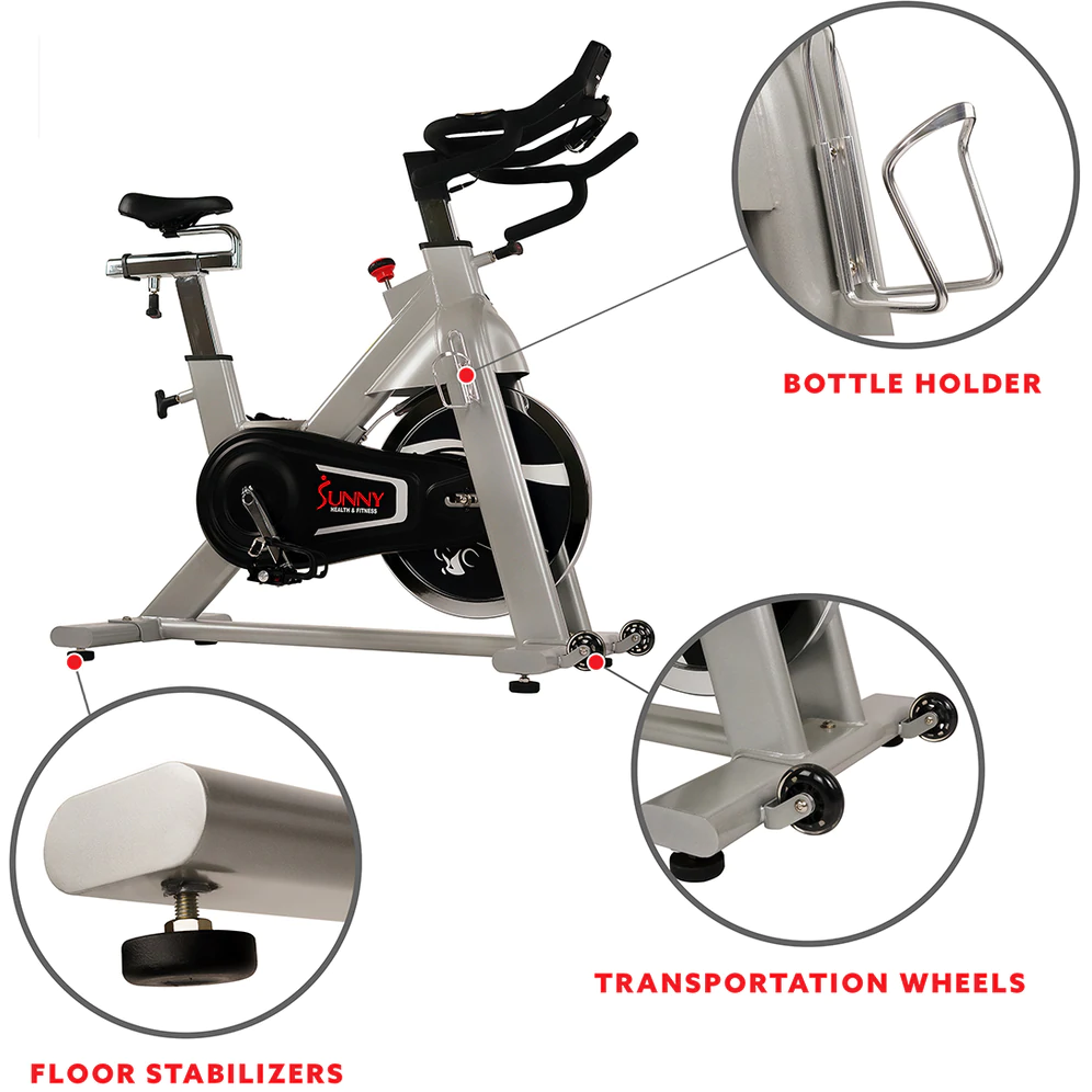 Sunny Health & Fitness Flywheel Belt Drive Commercial Indoor Cycling Bike - Iron Life USA