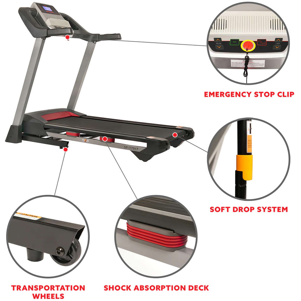Sunny Health & Fitness Performance Treadmill with Heart Rate Monitoring, Bluetooth Speakers and Incline - Iron Life USA