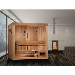 Golden Designs Copenhagen Edition 3 Person Traditional Steam Sauna - Canadian Red Cedar - Iron Life USA