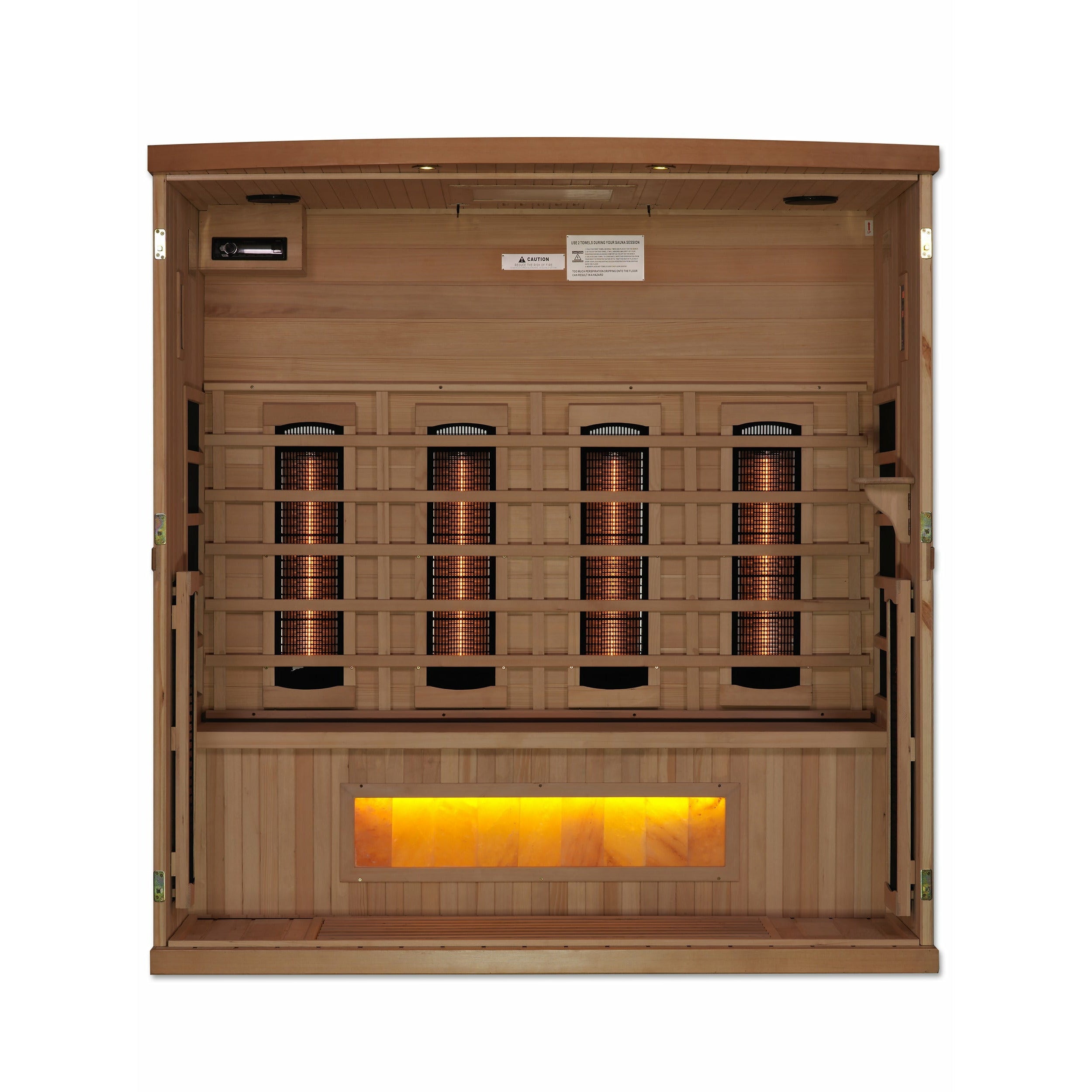 Golden Designs 4 person Full Spectrum Near Zero EMF FAR Infrared Sauna with Himalayan Salt Bar - Iron Life USA